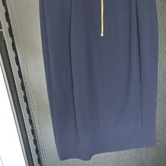 Chic Navy Blue Dress with Puff Sleeves - Picture 6 of 7